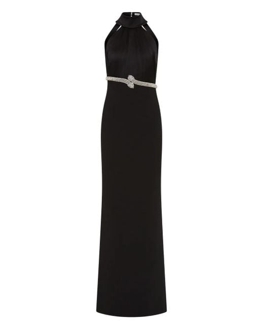 Rebecca Vallance Black Lilith Embellished Halterneck Dress