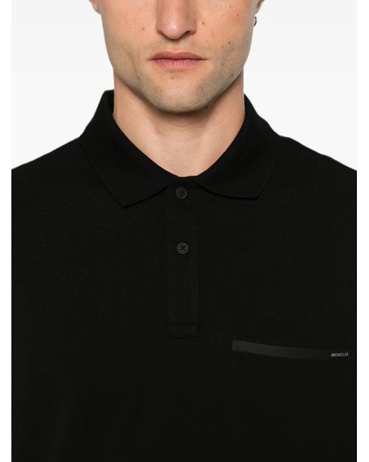 Moncler Black Chest-Pocket Polo Shirt for men