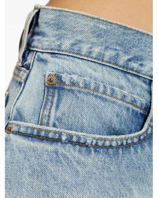 Balenciaga Blue Distressed Frayed-Edge Shorts