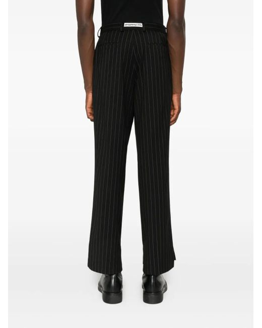 Notrainproof Black Pinstriped Tailored Trousers for men