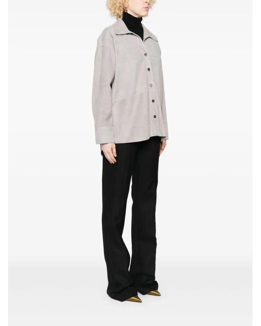 Arma Gray Caterine Button-Down Suede Shirt