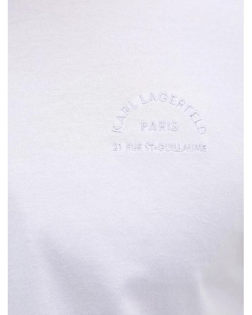 Karl Lagerfeld White Logo-Embroidered Cotton T-Shirt for men