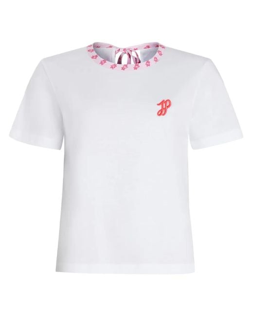 Patou White Contrasting-Collar Organic Cotton T-Shirt