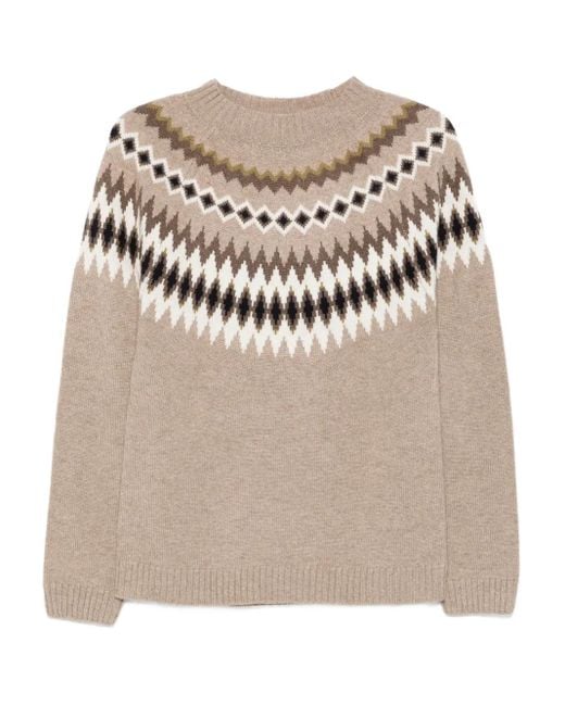 Jersey con motivo de punto Fair Isle y cuello redondo Be You de color Natural