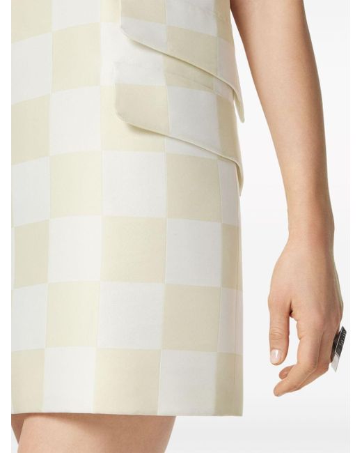 Versace White Checkerboard-print Minidress