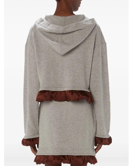 J.W. Anderson Gray Satin-Trimmed Cropped Hoodie