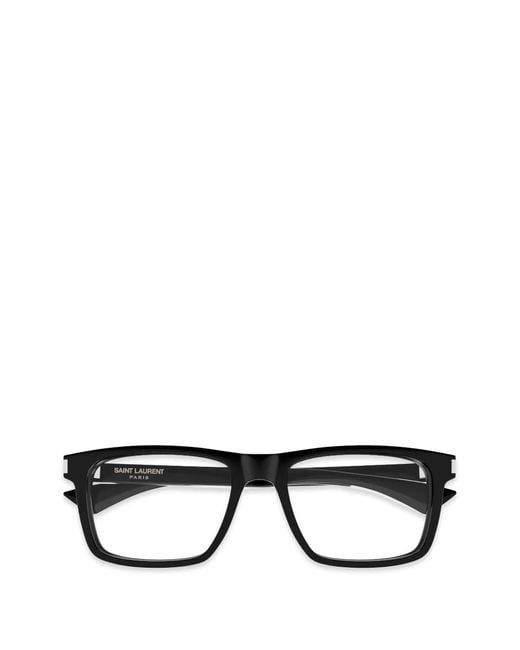 Saint Laurent Black Rectangle-Frame Glasses for men
