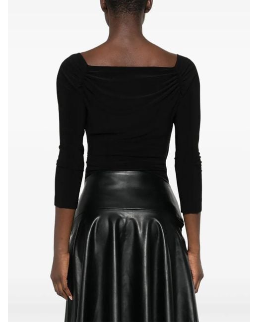 Heart-Shaped Neckline Bodysuit Top Nero-Donna di Norma Kamali in Black