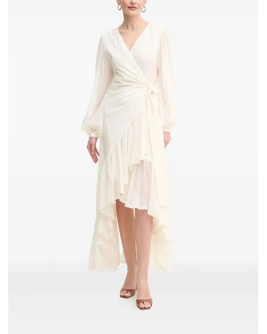 Marciano White Elsa Ruffled Maxi Dress