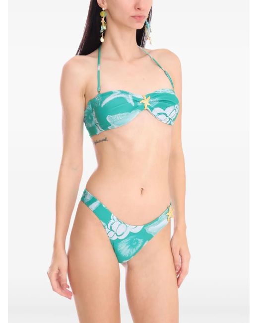 Amir Slama Green X Jade Picon Shell-Print Bikini