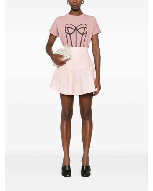 Hamza Pink Corset-Print T-Shirt