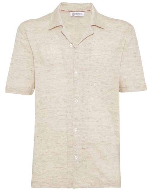Brunello Cucinelli Natural Mélange-effect Fine-knit Shirt for men