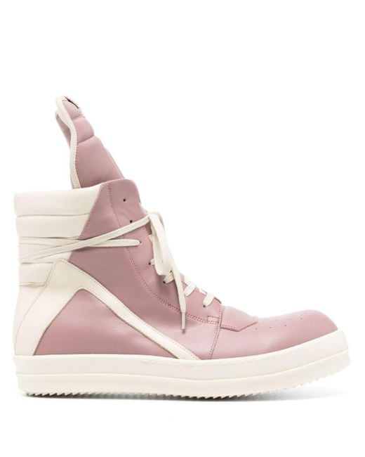 Rick Owens Pink Geobasket High-top Leather Sneakers for men