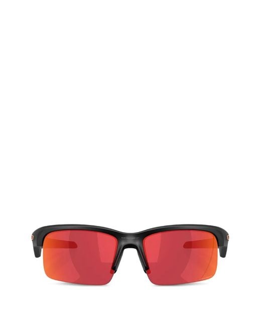 Oakley Red Thinlink Half-Rim Rectangle-Frame Sunglasses