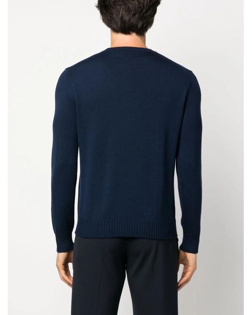 Ballantyne Blue Round-Neck Wool Jumper for men
