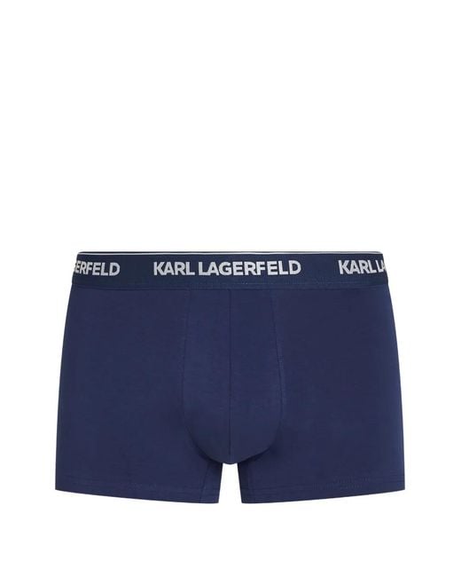 Karl Lagerfeld Blue Logo-Waistband Boxers (Set Of Three) for men
