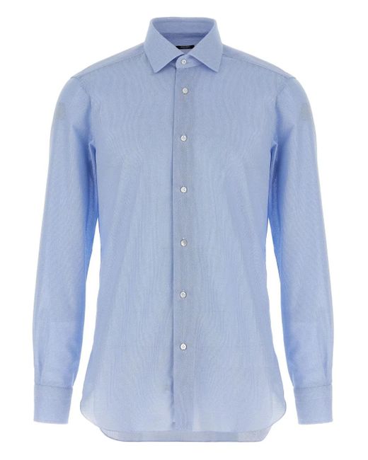 Barba Napoli Blue Cotton Shirt for men