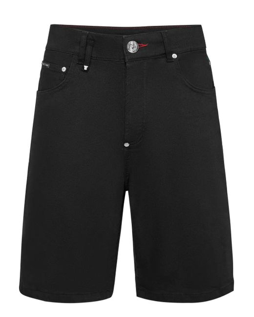 メンズ Philipp Plein Formentera Skull デニムショーツ Black