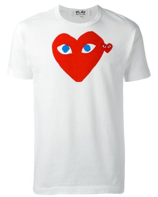 Lyst - Play Comme Des Garçons Logo Print T-shirt in White for Men