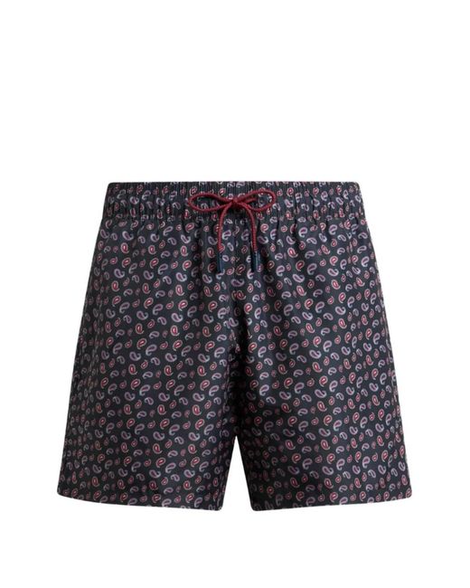 Etro Blue Paisley-Print Swim Shorts for men