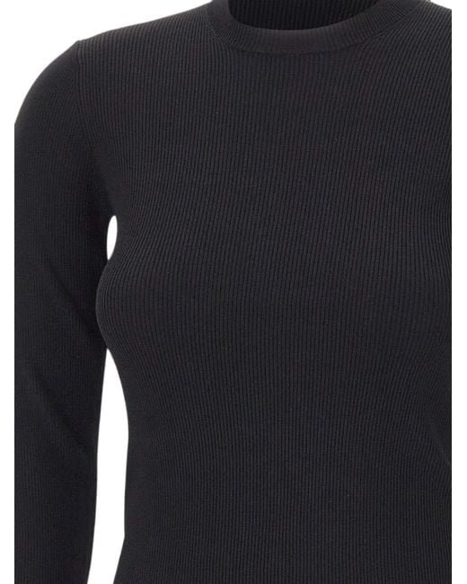 Kaos Blue Ribbed-Texture Braided-Sleeve Sweater