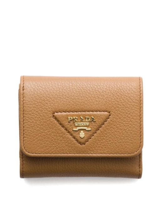 Prada Natural Small Logo-Plaque Wallet