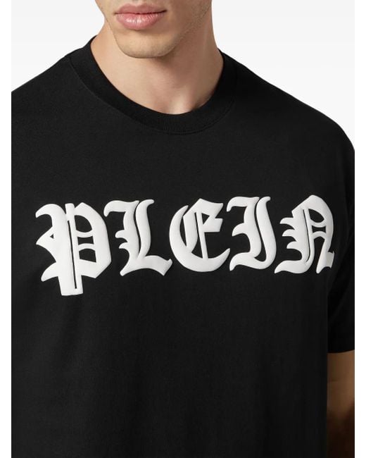 Philipp Plein Black Gothic Plein Cotton T-Shirt for men
