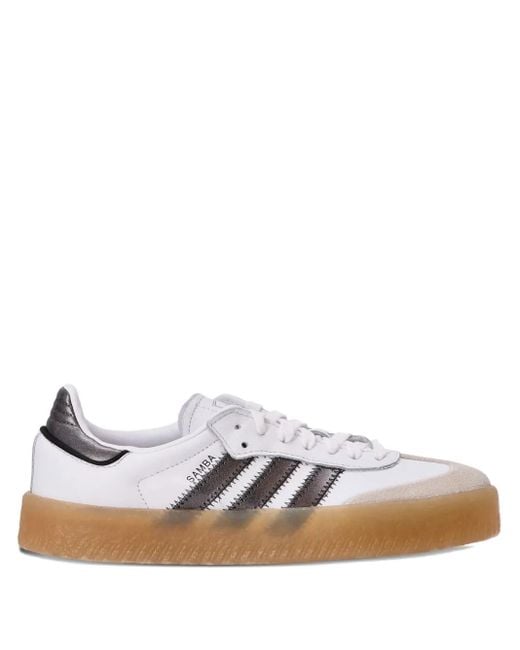 Adidas White Sambae Leather Sneakers