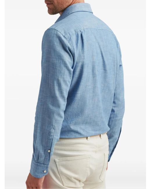 Peter Millar Blue Chambray Button-Up Shirt for men