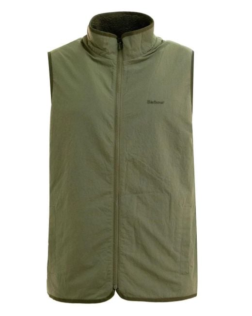 Barbour Green Zip-Up Fleece Gilet for men