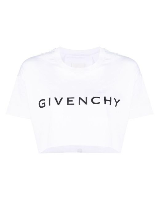 Givenchy White Cropped-T-Shirt mit Logo-Print