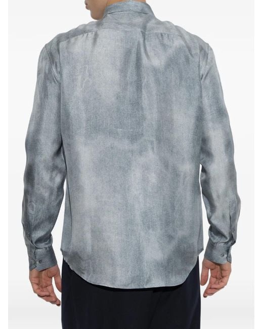 Giorgio Armani Blue Button-Down Silk Shirt for men