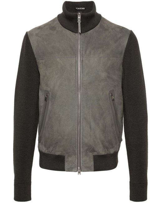 Tom Ford Gray Suede-panel Zipped Jacket for men