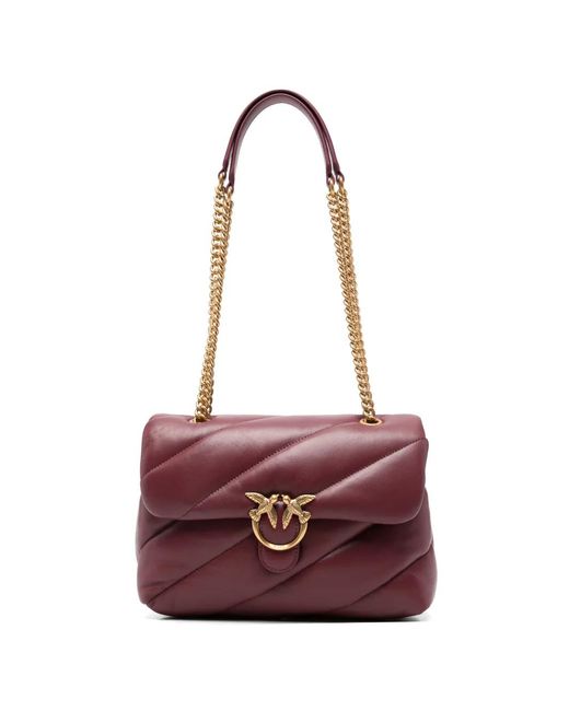 Pinko Purple Love Birds Quilted Shoulder Bag