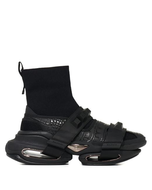 Balmain Black B-Bold Snake-Pattern Sneakers for men