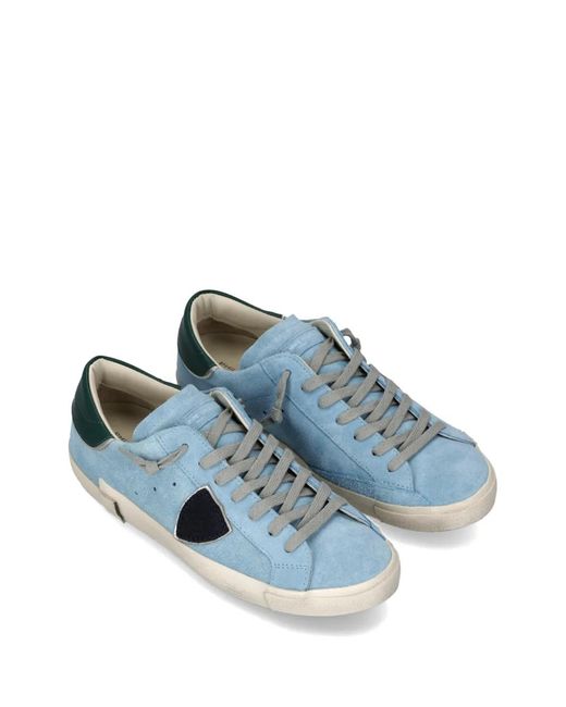 Philippe Model Blue Prsx Low Triangle Patch Sneakers for men
