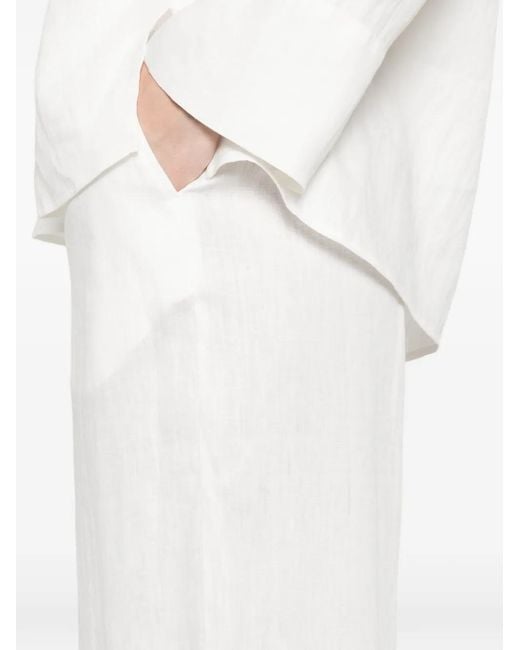 Panicale White Pantalon À Taille À Lien De Resserrage