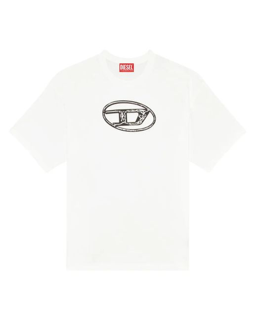 DIESEL White T-Boxt-Q22 Faded T-Shirt With Oval D Print for men