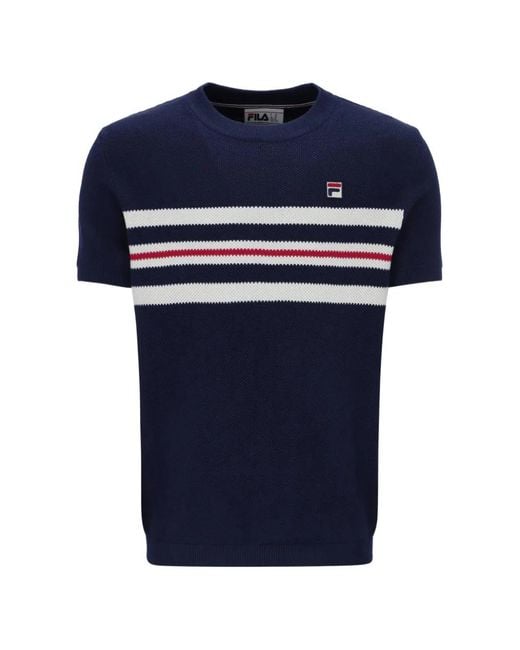 Fila Blue Gerardo Stripe-Detail T-Shirt for men