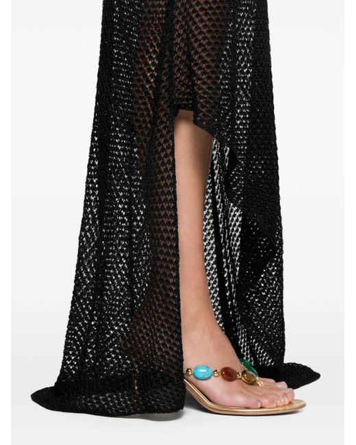 IRO Black Barbara Crochet-knit Maxi Dress