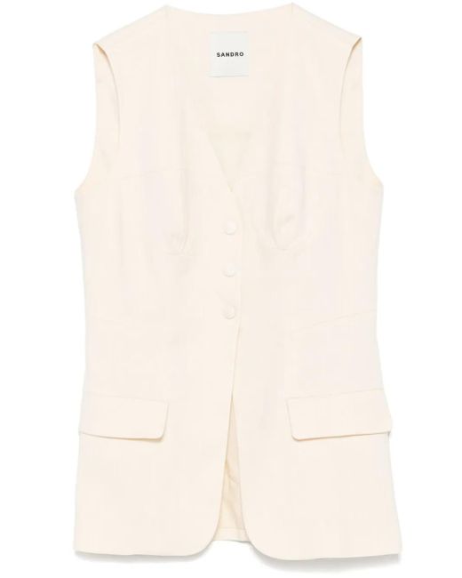 Sandro Natural Dart-Detail Waistcoat