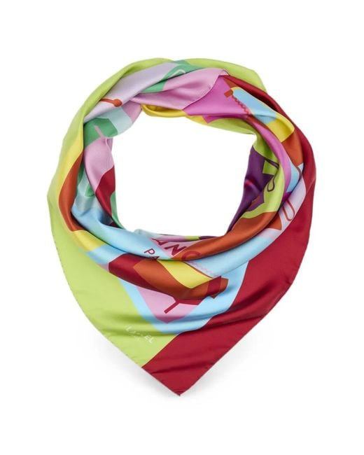 Lancel Pink Graphic-Print Silk Scarf
