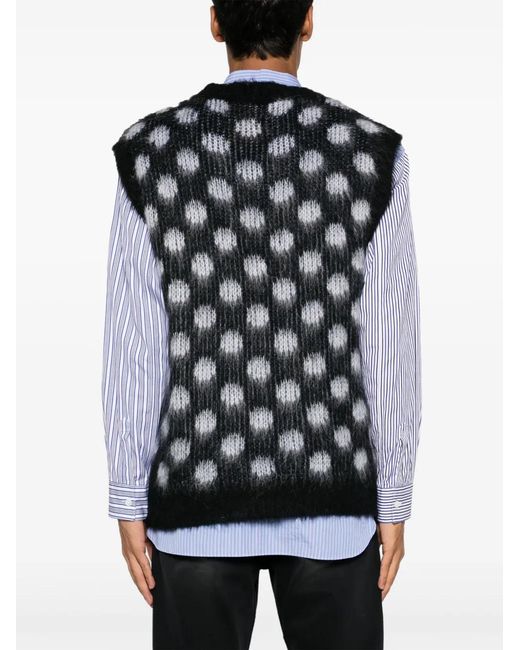 Marni Black Polka-Dot Brushed-Knit Vest for men