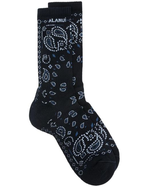 Alanui Blue Bandana-Print Socks