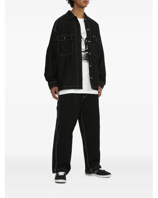 Comme des Garçons Black Contrast-Stitching Trousers for men