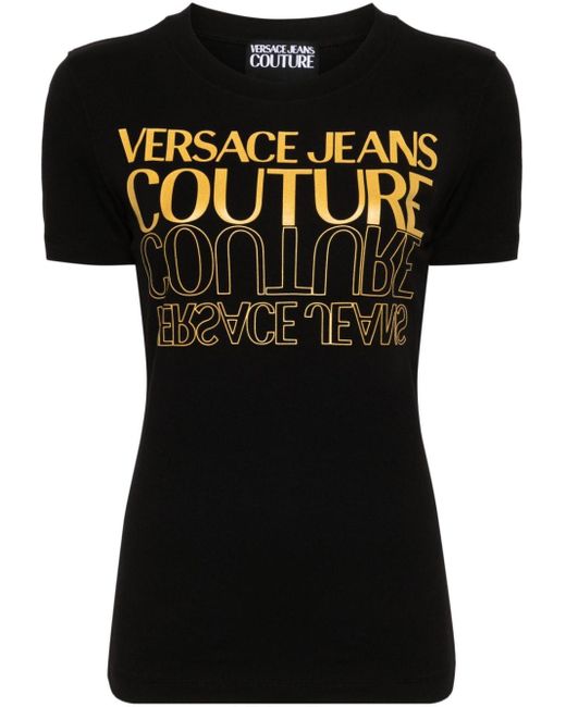 T-shirt con logo Upside Down di Versace in Black