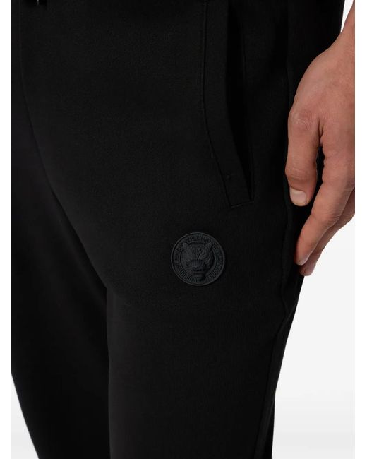 Philipp Plein Black Logo Patch Jogging Trousers for men