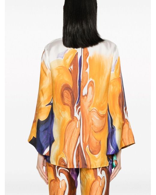 Dorothee Schumacher Orange Bluse mit abstraktem Print