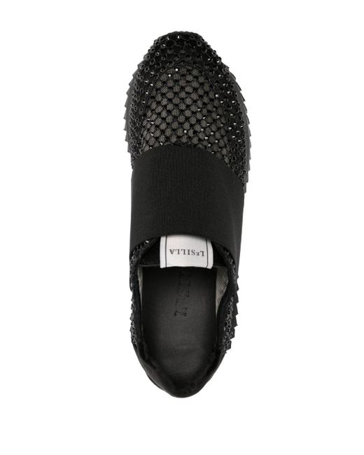 Le Silla Black Gilda Rhinestone-embellished Sneakers