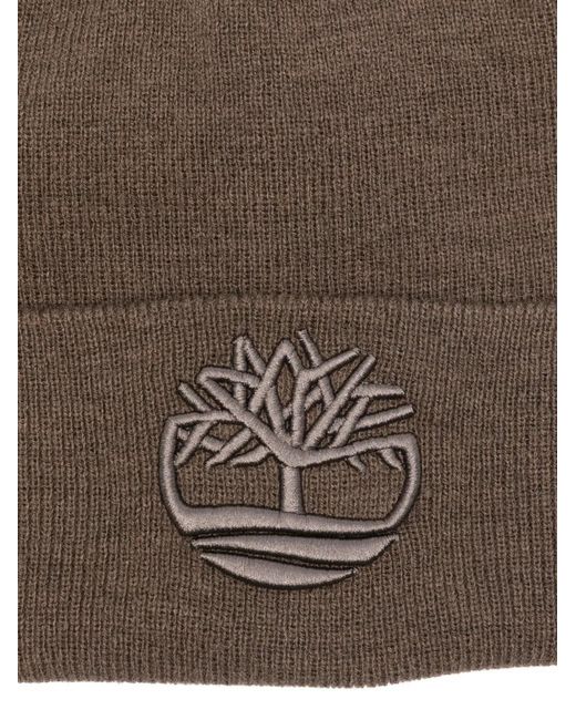Timberland Brown Logo-Patch Beanie